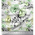 thumbnail image 1 of Soimoi Cotton Duck Fabric Leaves & Anemone Flower Print Sewing Fabric Yard 42 Inch Wide, 1 of 1