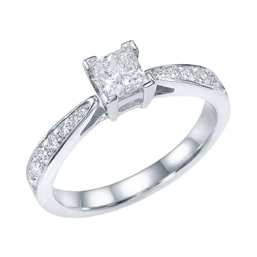 HeartsAndYou 1.5ct Princess Cut Moissanite Classic Proposal Solitaire Ring 18k White Gold Over Silver