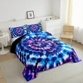 thumbnail image 3 of Manfei Trippy Watercolor 3-Piece Full Size Comforter Sets,Blue Purple Bedding Comforter Set,Tie Dye Lightweight Bedding Sets,Breathable Abstract Home Decor,Reversible, 3 of 8