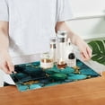thumbnail image 4 of WOBOGO Gild Dark Green Marbles Acrylic Serving Trays 15.7x11.8 Inch Spill Proof Clear Decorative Organizer with Handle, 4 of 7