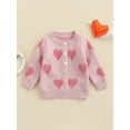 thumbnail image 2 of Kmbangi Vestes Cardigan pour Bébé Imprimé Cœur Bouton Chandail Tricoté Hauts, 2 of 8