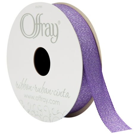 Offray Ribbon, Regal Purple 5/8 Inch Metallic Ribbon For Wedding, Crafts, And Gifting, 9 Feet, 1 Each