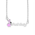 thumbnail image 3 of Personalized Children's Name Necklace with Pink or White Enamel on Bunny Motif, 3 of 3
