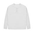 thumbnail image 5 of Boys Long Sleeve Henley Shirt, White Waffle Knit Top for Kids, Soft Casual Thermal Button Shirt Comfortable, Ribbed Cuffs,Size 9 T, 5 of 6