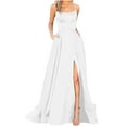 thumbnail image 1 of EQWLJWE Robe Femme Liquidation Robe Longue Unie Dos Nu Bretelles Robe de Soirée Ajustée Épaules Dénudées Robes pour Femmes Grande Taille, 1 of 6