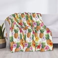 thumbnail image 3 of Fotbe Hawaiian Pineapples And Hibiscus Flowers Manta de Franela con Estampado, Manta Ultrasuave para Cama, Sofá, Auto, Hipoalergénica y Antibolitas-60"x50", 3 of 6