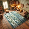 thumbnail image 3 of Ambesonne Bohemian Decorative Rug Carpet, Hexagons Botany Cold Tones, 2' x 5', Teal Green and Sea Blue, 3 of 5