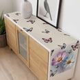 thumbnail image 4 of Pink Blue Floral Table Runner - 36 Inch Long, Kitchen Dining Table Runner Dresser Scarves, Butterflies Retro Oil Painting Farmhouse Decor for Coffee Tables Wedding Party Banquet, 4 of 8