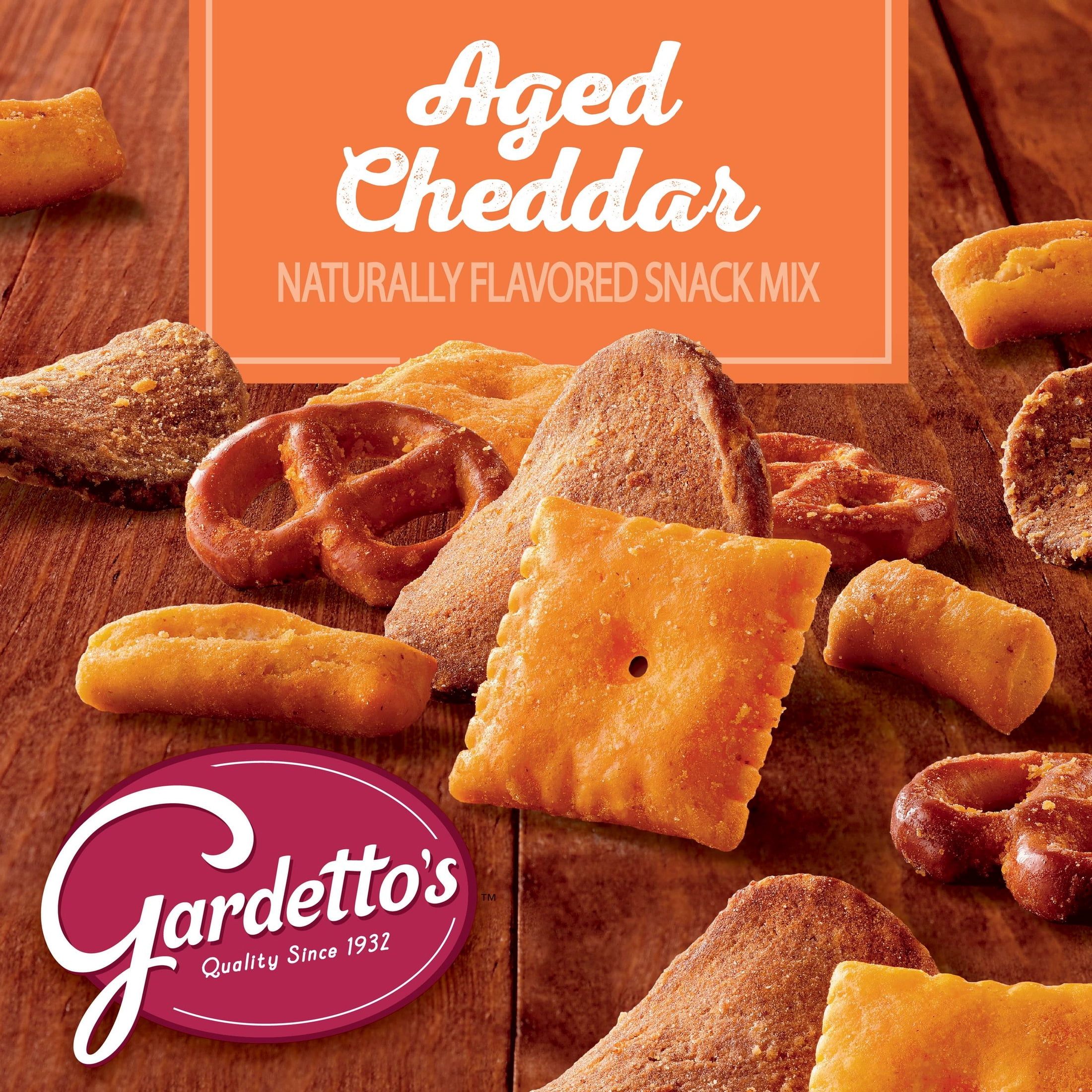 (4 pack) Gardetto's Snack Mix, Aged Cheddar, Family Size Pub and Party Mix, 14.5 oz Bag