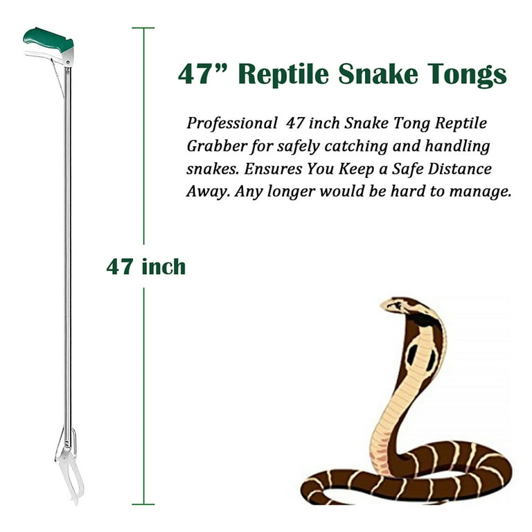 iClover 47 Professional Snake Catcher, Extra Heavy Duty Reptile Grabber  Tongs Stick Rattlesnake Handling Tool Trash Pick Up, Litter Picker with  Zigzag Wide Jaw- Stainless Steel 