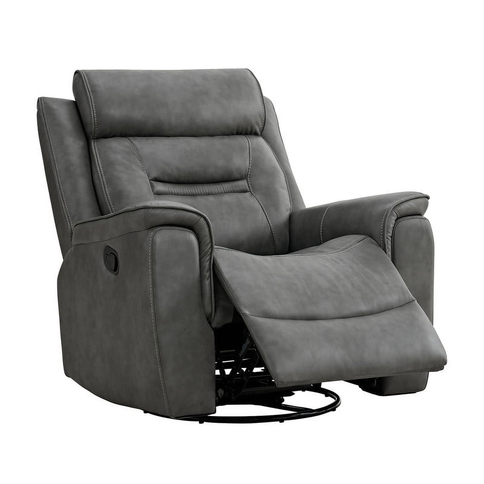 CHITA Recliner Chair for Adults Swivel Rocker Recliner for Living Room Faux Leather Home Theater Seating, Dark Grey