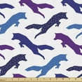 thumbnail image 1 of Fox Fabric by the Yard Upholstery, Repeating Silhouettes of Wild Forest Animal Reynard Along Polka Dots on Skin, Decorative Fabric for DIY and Home Accents, White and Indigo by Ambesonne, 1 of 5