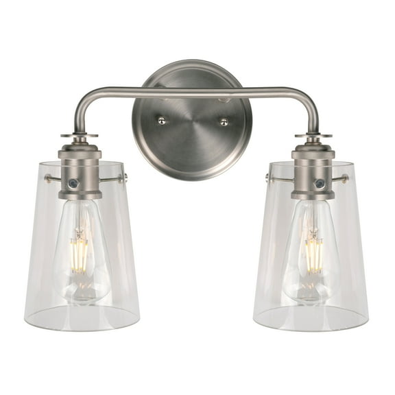 Ronna 2-Light Brushed Nickel Bath Light with Clear Glass - Brushed Nickel