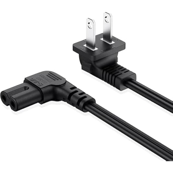 xixishop 10FT Long 2 Prong AC Elliptical Power Cord for YOSUDA, GUGTTR, WESTIONC, ANCHEER Under Desk Elliptical Machines Power Cord Cable, 90 Degree Angled 18AWG 2-Prong to L-Shaped C7 Power Cable