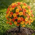 thumbnail image 6 of 2Pcs Artificial Fake Fall Petunia Plants Flowers for Outdoor Garden Decor | Red Orange Green, Fake Silk Petunias Flowers Faux Plants,UV Resistant, for Garden Porch Balcony Yard Home Autumn Decor, 6 of 8