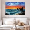thumbnail image 2 of Elephant Stock Beach Sunset Oil Wall Art - Horizontal Canvas Wall Art - Living Room Wall Decor - Beach Canvas - Orange And Blue Decor - 51" x 34", 2 of 8
