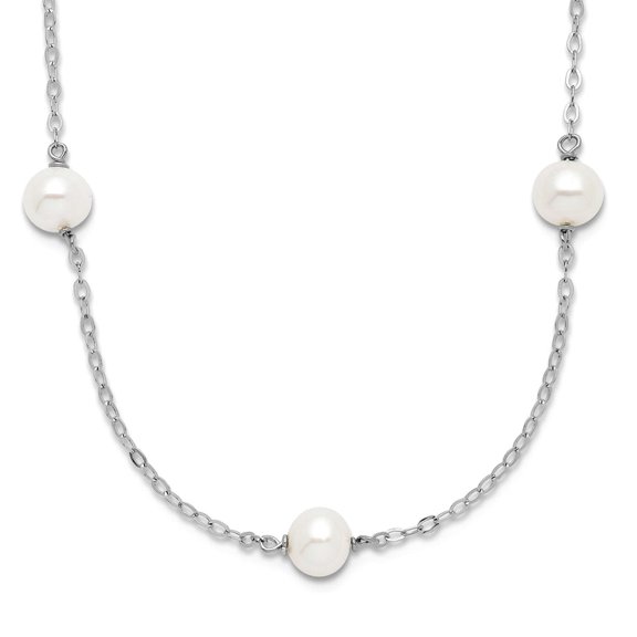925 Sterling Silver Polished Spring-Ring and Freshwater Freshwater Cultured Pearl Necklace 16 Inch 6mm Wide Pendant Neck