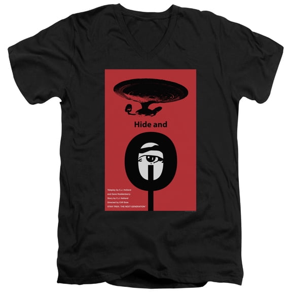 Star Trek Tng Season 1 Episode 10 Adult V-Neck 30/1 T-Shirt Black