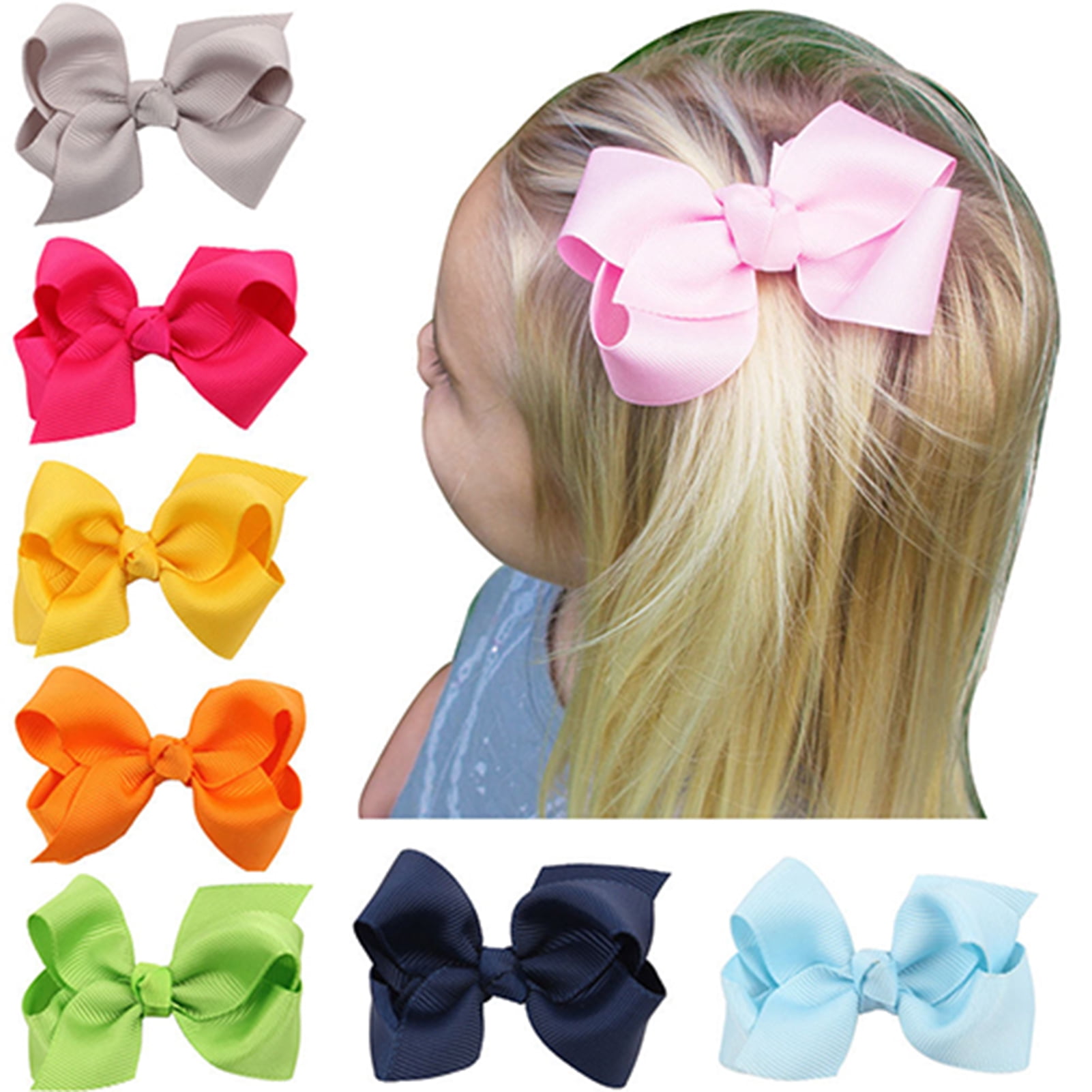 3.5" White Bowknot Cute Pearls Hair Bow With Alligator HairClip For Girls Kids 