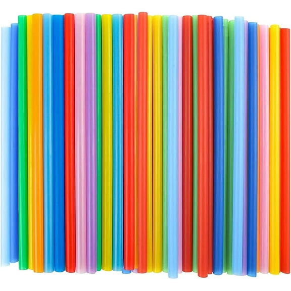 100 Pcs Jumbo Smoothie Straws,Colorful Disposable Wide-mouthed Large Individually Wrapped Straws