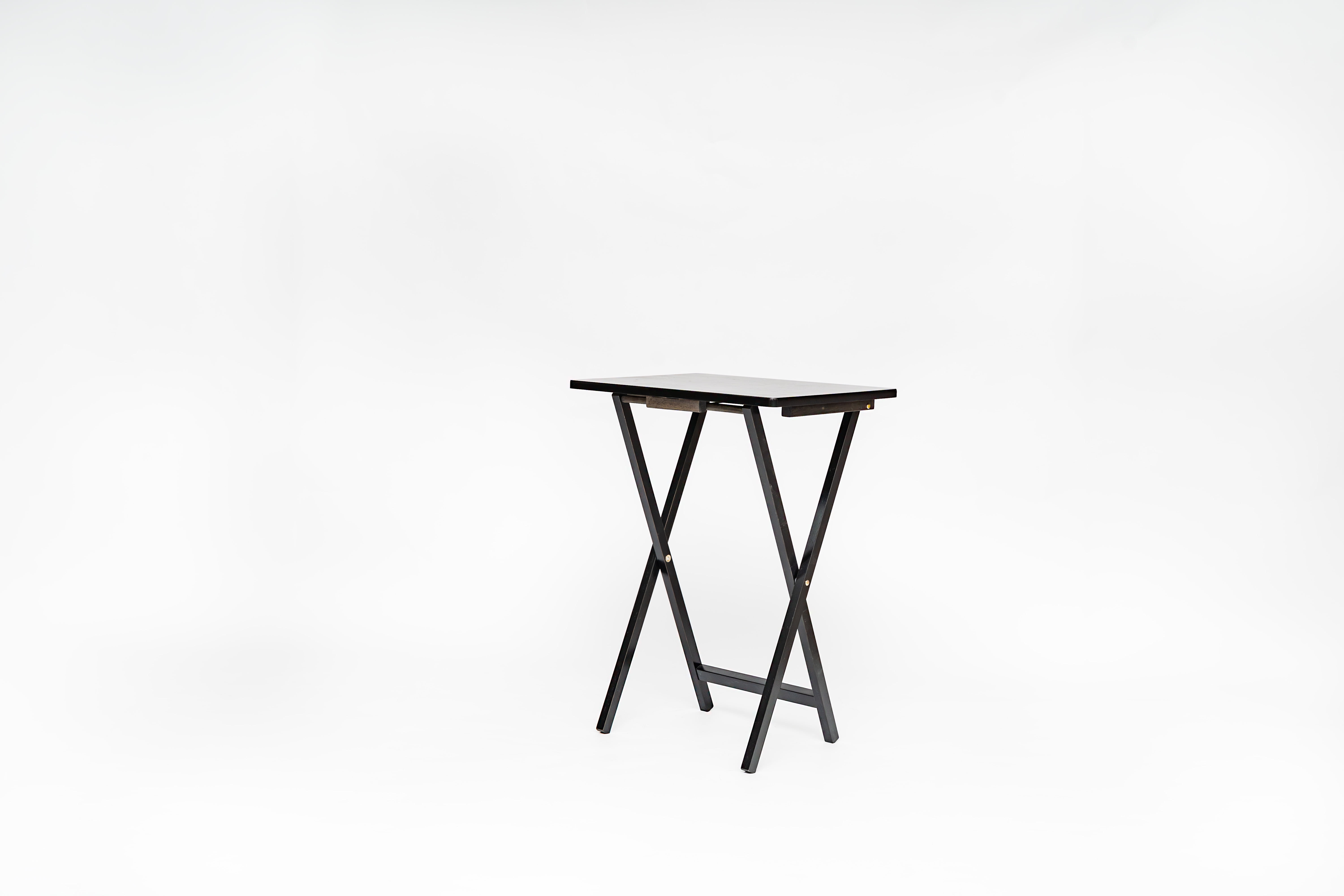 Mainstays Rubberwood Folding TV Tray Table, Black (Set of 2)