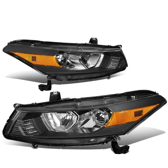 DNA Motoring For 08-12 Honda Accord Coupe 2DR Black Amber Corner Projector Headlight Lamps Pair