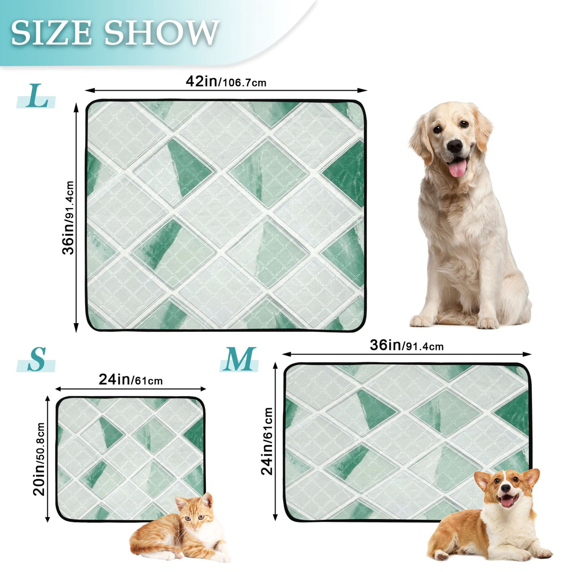 Washable Pet Pee Pads with Super Absorbent Reusable Training Pads for Dogs & Cats White and Green Pattern