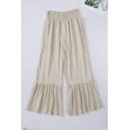 thumbnail image 1 of ABPHQTO Pantalones de pierna ancha con volantes y cintura alta con fruncido caqui para mujer, 1 of 5