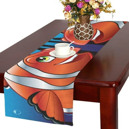 

MYPOP Clown Fish in the Ocean Cotton Linen Table Runner 14x72 Inches