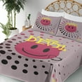 thumbnail image 3 of Ambesonne Emoji Fitted & Top Sheet Set with Shams, Modern Funny Evil Face Dots, Dried Rose Yellow Black, 3 of 5