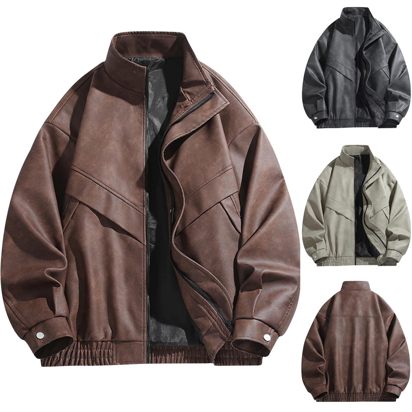 Zpanxa Vintage Motorcycle Leather Jacket Men's Distressed Genuine