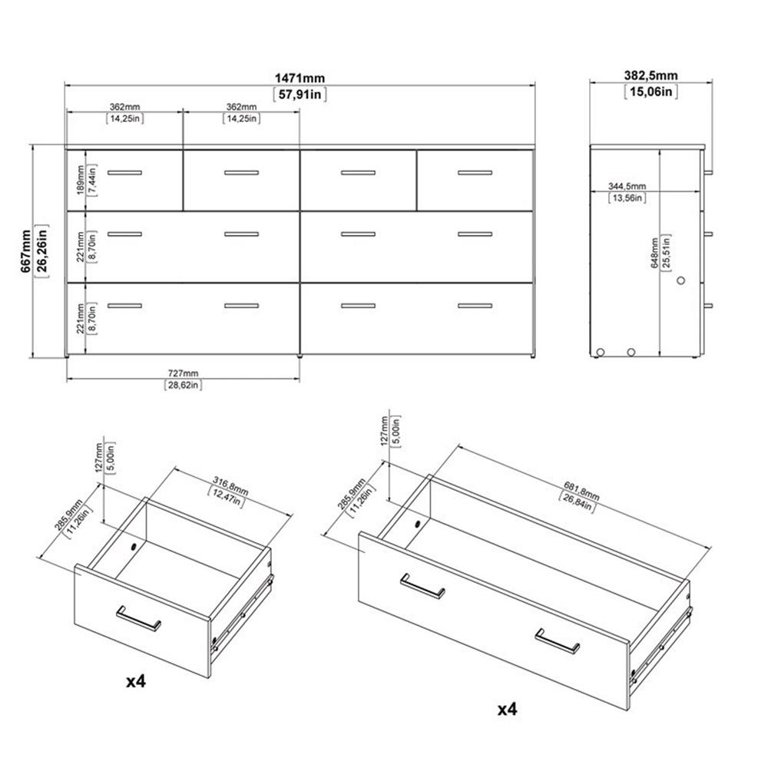 Bowery Hill 8-Drawer Low Profile Wood Dresser in Oak and White, 57.91"" Long" - Walmart.com Bowery Hill 8-Drawer Low Profile Wood Dresser in Oak and White, 57.91"" Long" - Walmart.com