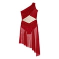thumbnail image 3 of Kaerm Jupe de Danse Ballet Moderne à une Épaule Brillante avec Strass Rouge 14, 3 of 6