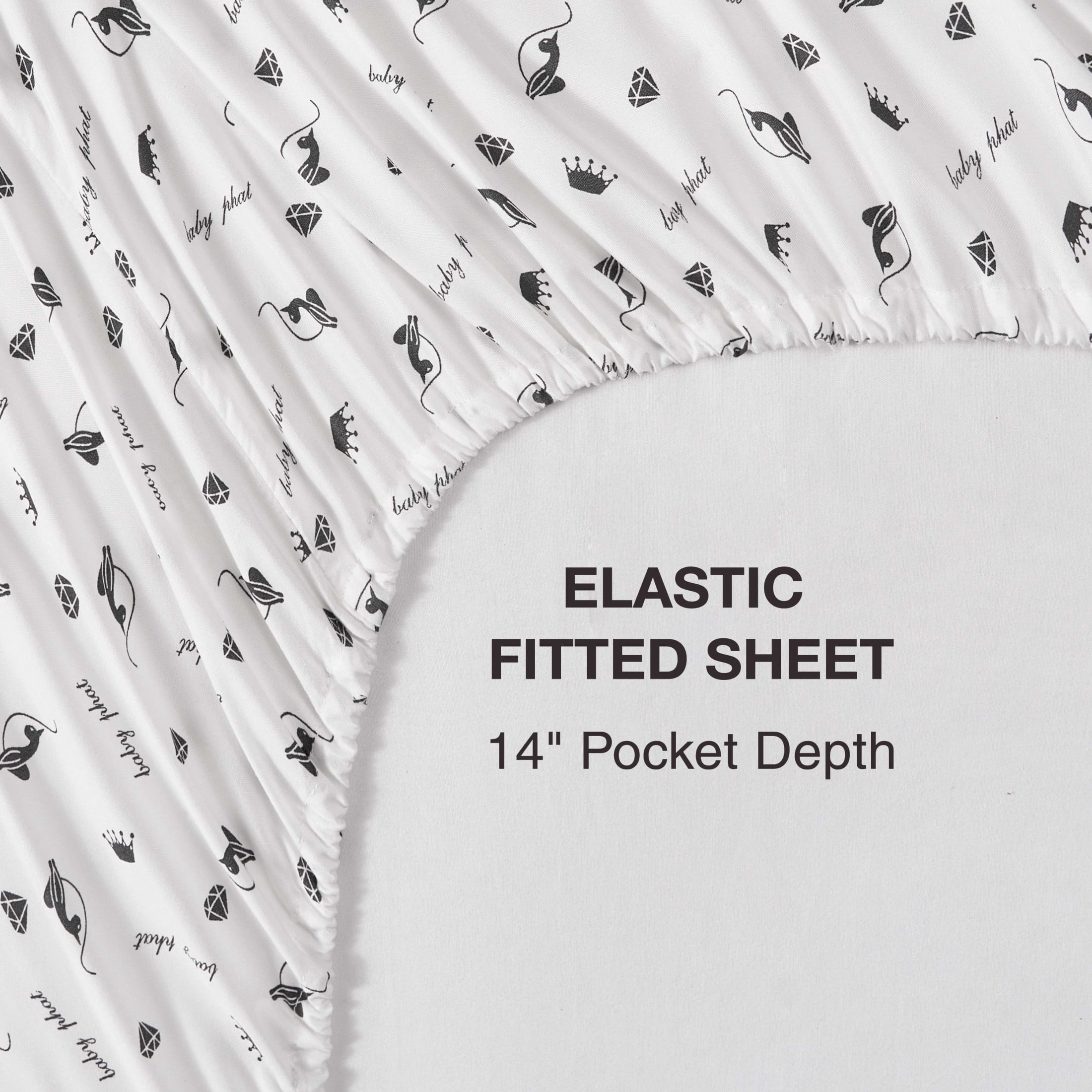 Baby Phat Printed Microfiber Sheet Sets, 4-Piece King, White