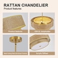 thumbnail image 5 of Gold Woven Rattan Linen Semi Flush Mount Ceiling Light Modern Boho Drum Lamp for Bedroom Kitchen Dining Room Living Room Hallway Entryway Farmhouse Chandelier, 5 of 9
