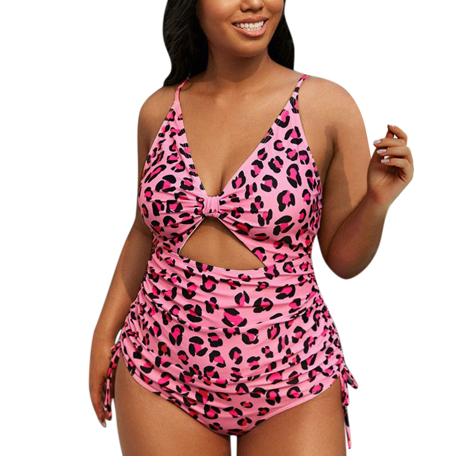 Women's Plus Size Leopard Printed Swimsuit Bathing Suit Swimmwear Denim Shorts - Walmart.com