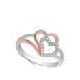 thumbnail image 4 of Rose Gold-Tone Clear Cubic Zirconia Cutout Heart Ring .925 Sterling Silver Band White Female Size 10, 4 of 4
