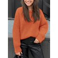 thumbnail image 2 of Women's Fall Sweaters Casual Long Sleeve Pullover Crewneck Ribbed Knit Jumper Tops Plain Blouse, 2 of 5