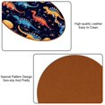 thumbnail image 5 of Dinosaur 6PCS Round Coasters, Microfiber Leather Cup Coasters Set of 6, 11x11 cm/4.3x4.3 in Drink Coasters for Home Decor, 5 of 6