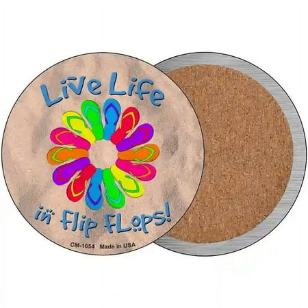 

Live Life In Flip Flops Novelty Circle Coaster Set of 4 3.5 Coaster (Sets of 4) (CC)