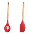 thumbnail image 1 of Los utensilios de cocina 2pcs fijaron en la manija de madera redonda, apto para lavavajillas sin BPA resistente al calor antiadherente, 1 of 5