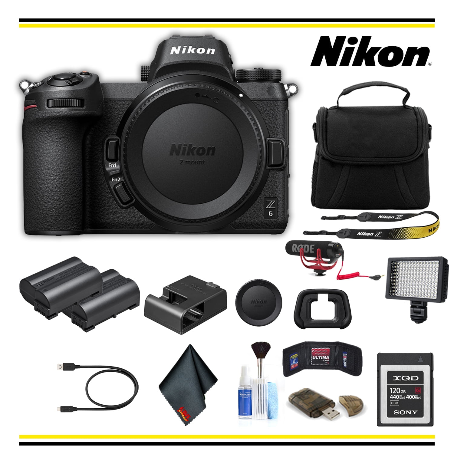 Nikon Z6 Mirrorless Digital Camera Advanced Bundle W/ Bag, Extra