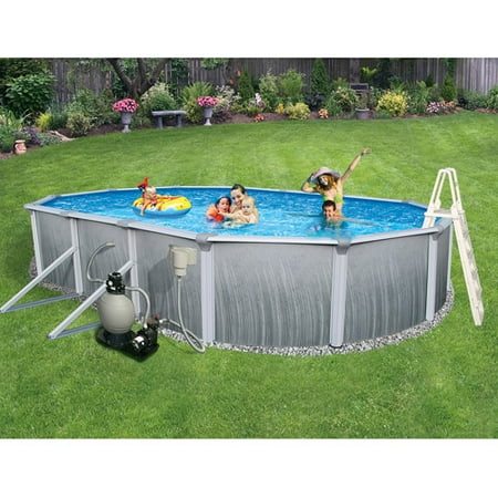 Blue Wave Oval 30' x 15' x 52" Deep Martinique 7" Top Rail Metal-Walled Swimming Pool