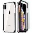 thumbnail image 1 of FYBTO Compatible for iPhone X Case/iPhone Xs Cases 5.8 Inch, with [2 x Tempered Glass Screen Protector] Clear 360 Full Body Coverage Silicone [Military Protective] Shockproof Phone Cover - Black, 1 of 5