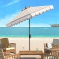thumbnail image 3 of Safavieh Ramona 9ft Crank Metal Outdoor Umbrella in Beige and White, 3 of 6
