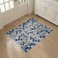 thumbnail image 3 of ODIKA 3'x5' Navy White Geometric Modern Design Washable Throw Rug Intricate Abstract Pattern with Squares Stain Resistant, Low Profile, Non-Slip for Entryway, Kitchen, Mudroom, 3 of 7