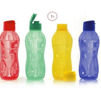 Tupperware Eco Sports Water Bottle Flip Top 1 Ltr 4pcs