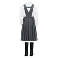 thumbnail image 4 of Moggemol Robe d'Uniforme Scolaire pour Filles Sans Manches à Col en V Plissée Style Preppy Robe Chandail avec Chemises à Manches Longues Gris 130, 4 of 5