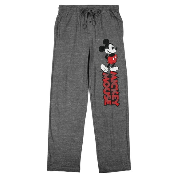 Mickey Mouse Classic Playful Pose Adult Gray Heather Sleep Pajama Pants-XXL