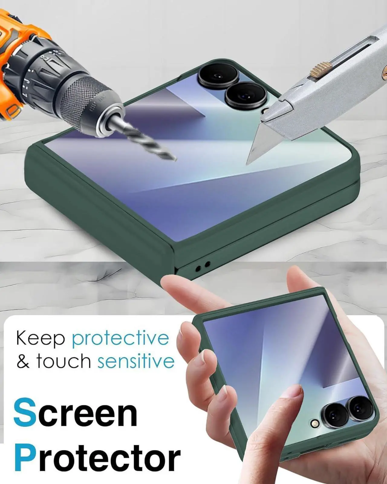 Case for Samsung Galaxy Z Flip 7, Hinge Protection, Built-in Screen Protector, Wireless Charging, Shockproof, Slim Rugged Phone Protective Case for Galaxy Z Flip 7